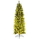 7 英尺 PVC 铰链预亮人造杉木铅笔圣诞树，带 150 盏灯 - 7 英尺 7 Feet PVC Hinged Pre-lit Artificial Fir Pencil Christmas Tree with 150 Lights-7 ft