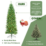 7 英尺 PVC 铰链预亮人造杉木铅笔圣诞树，带 150 盏灯 - 7 英尺 7 Feet PVC Hinged Pre-lit Artificial Fir Pencil Christmas Tree with 150 Lights-7 ft