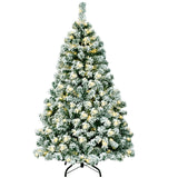 4.5 英尺预亮优质雪植铰链人造圣诞树 4.5 Feet Pre-Lit Premium Snow Flocked Hinged Artificial Christmas Tree