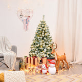 4.5 英尺预亮优质雪植铰链人造圣诞树 4.5 Feet Pre-Lit Premium Snow Flocked Hinged Artificial Christmas Tree