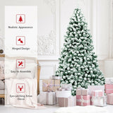 7.5 英尺预亮优质雪绒铰链人造圣诞树，带 550 盏灯 7.5 Feet Pre-Lit Premium Snow Flocked Hinged Artificial Christmas Tree with 550 Lights