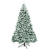 7.5 英尺预亮优质雪绒铰链人造圣诞树，带 550 盏灯 7.5 Feet Pre-Lit Premium Snow Flocked Hinged Artificial Christmas Tree with 550 Lights