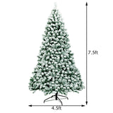 7.5 英尺预亮优质雪绒铰链人造圣诞树，带 550 盏灯 7.5 Feet Pre-Lit Premium Snow Flocked Hinged Artificial Christmas Tree with 550 Lights