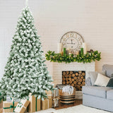 7.5 英尺雪绒人造圣诞树，铰接有 1346 尖端和可折叠底座 7.5 Feet Snow Flocked Artificial Christmas Tree Hinged with 1346 Tip and Foldable Base