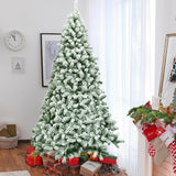 7.5 英尺雪绒人造圣诞树，铰接有 1346 尖端和可折叠底座 7.5 Feet Snow Flocked Artificial Christmas Tree Hinged with 1346 Tip and Foldable Base