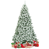 7.5 英尺雪绒人造圣诞树，铰接有 1346 尖端和可折叠底座 7.5 Feet Snow Flocked Artificial Christmas Tree Hinged with 1346 Tip and Foldable Base