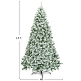 7.5 英尺雪绒人造圣诞树，铰接有 1346 尖端和可折叠底座 7.5 Feet Snow Flocked Artificial Christmas Tree Hinged with 1346 Tip and Foldable Base