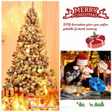 7.5 英尺雪绒人造圣诞树，铰接有 1346 尖端和可折叠底座 7.5 Feet Snow Flocked Artificial Christmas Tree Hinged with 1346 Tip and Foldable Base