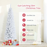 6 英尺不发光人造细铅笔圣诞树带金属支架 6 Feet Unlit Artificial Slim Pencil Christmas Tree with Metal Stand