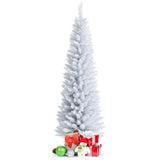 6 英尺不发光人造细铅笔圣诞树带金属支架 6 Feet Unlit Artificial Slim Pencil Christmas Tree with Metal Stand