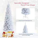 6 英尺不发光人造细铅笔圣诞树带金属支架 6 Feet Unlit Artificial Slim Pencil Christmas Tree with Metal Stand