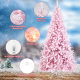 7.5英尺植绒粉色圣诞树带支架 7.5 Feet Flocked Pink Christmas Tree with Stand