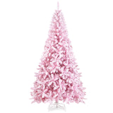 7.5英尺植绒粉色圣诞树带支架 7.5 Feet Flocked Pink Christmas Tree with Stand