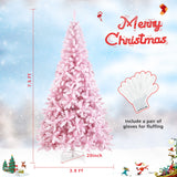 7.5英尺植绒粉色圣诞树带支架 7.5 Feet Flocked Pink Christmas Tree with Stand