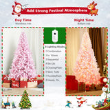 7.5英尺植绒粉色圣诞树带支架 7.5 Feet Flocked Pink Christmas Tree with Stand