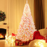 7.5英尺植绒粉色圣诞树带支架 7.5 Feet Flocked Pink Christmas Tree with Stand