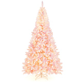 7.5英尺植绒粉色圣诞树带支架 7.5 Feet Flocked Pink Christmas Tree with Stand