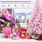 7.5英尺植绒粉色圣诞树带支架 7.5 Feet Flocked Pink Christmas Tree with Stand