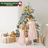 4.5 英尺预亮优质雪绒圣诞树，带 150 盏灯 4.5 Feet Pre-Lit Premium Snow Flocked Christmas Tree with 150 Lights