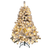 4.5 英尺预亮优质雪绒圣诞树，带 150 盏灯 4.5 Feet Pre-Lit Premium Snow Flocked Christmas Tree with 150 Lights