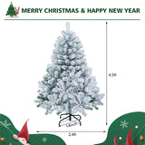 4.5 英尺预亮优质雪绒圣诞树，带 150 盏灯 4.5 Feet Pre-Lit Premium Snow Flocked Christmas Tree with 150 Lights