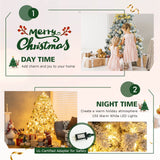 4.5 英尺预亮优质雪绒圣诞树，带 150 盏灯 4.5 Feet Pre-Lit Premium Snow Flocked Christmas Tree with 150 Lights