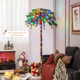 6 英尺预亮人造热带圣诞棕榈树，带 210 颗多色灯光 6 Feet Pre-Lit Artificial Tropical Christmas Palm Tree with 210 Multi-Color Lights