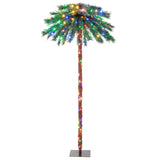 6 英尺预亮人造热带圣诞棕榈树，带 210 颗多色灯光 6 Feet Pre-Lit Artificial Tropical Christmas Palm Tree with 210 Multi-Color Lights