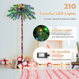 6 英尺预亮人造热带圣诞棕榈树，带 210 颗多色灯光 6 Feet Pre-Lit Artificial Tropical Christmas Palm Tree with 210 Multi-Color Lights