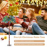 6 英尺预亮人造热带圣诞棕榈树，带 210 颗多色灯光 6 Feet Pre-Lit Artificial Tropical Christmas Palm Tree with 210 Multi-Color Lights