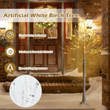 5 英尺预亮白色树枝桦树，带 72 个 LED 灯，适合圣诞节 5 Feet Pre-lit White Twig Birch Tree with 72 LED Lights for Christmas