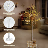 5 英尺预亮白色树枝桦树，带 72 个 LED 灯，适合圣诞节 5 Feet Pre-lit White Twig Birch Tree with 72 LED Lights for Christmas