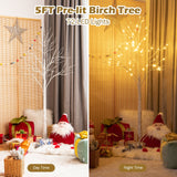 5 英尺预亮白色树枝桦树，带 72 个 LED 灯，适合圣诞节 5 Feet Pre-lit White Twig Birch Tree with 72 LED Lights for Christmas