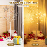 圣诞节假期预亮白树枝桦树，带 LED 灯 - 6 英尺 Pre-lit White Twig Birch Tree for Christmas Holiday with LED Lights-6 ft