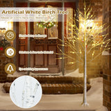 圣诞节假期预亮白树枝桦树，带 LED 灯 - 6 英尺 Pre-lit White Twig Birch Tree for Christmas Holiday with LED Lights-6 ft