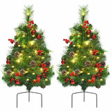 2 件套 29 英寸电池供电预亮通道假日圣诞树 Set of 2 29 Inch Battery Powered Pre-lit Pathway Holiday Christmas Trees