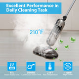 1100W 手持式可拆卸蒸汽拖把带 LED 头灯-灰色 1100W Handheld Detachable Steam Mop with LED Headlights-Gray