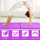 6 x 2 英尺带瑜伽提手体操垫 - 紫色 6 x 2 Feet Gymnastic Mat with Carrying Handles for Yoga-Purple