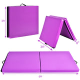 6 x 2 英尺带瑜伽提手体操垫 - 紫色 6 x 2 Feet Gymnastic Mat with Carrying Handles for Yoga-Purple