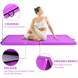 6 x 2 英尺带瑜伽提手体操垫 - 紫色 6 x 2 Feet Gymnastic Mat with Carrying Handles for Yoga-Purple