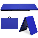 6 x 2 英尺带瑜伽提手体操垫 - 蓝色 6 x 2 Feet Gymnastic Mat with Carrying Handles for Yoga-Blue