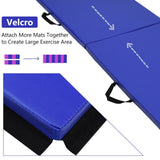 6 x 2 英尺带瑜伽提手体操垫 - 蓝色 6 x 2 Feet Gymnastic Mat with Carrying Handles for Yoga-Blue