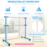 47英寸双芭蕾舞把带防滑脚垫-蓝色 47 Inch Double Ballet Barre with Anti-Slip Footpads-Blue