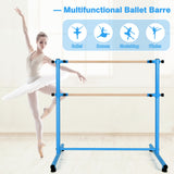 47英寸双芭蕾舞把带防滑脚垫-蓝色 47 Inch Double Ballet Barre with Anti-Slip Footpads-Blue