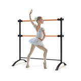 4 英尺便携式独立式双人芭蕾舞把杆-黑色 4 Foot Portable Freestanding Double Ballet Barre-Black