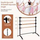 4 英尺便携式独立式双人芭蕾舞把杆-黑色 4 Foot Portable Freestanding Double Ballet Barre-Black