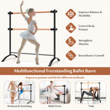 4 英尺便携式独立式双人芭蕾舞把杆-黑色 4 Foot Portable Freestanding Double Ballet Barre-Black