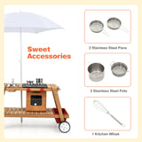 3岁以上幼儿木制游戏车带防晒伞-棕色 Wooden Play Cart with Sun Proof Umbrella for Toddlers Over 3 Years Old-Brown