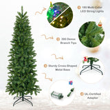 铅笔圣诞树，配有 180 颗暖白和多色 LED 灯 Pencil Christmas Tree with 180 Warm White and Multi-color LED Lights