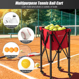 轻型可折叠网球教学车带轮可拆卸袋-红色 Lightweight Foldable Tennis Ball Teaching Cart with Wheels and Removable Bag-Red